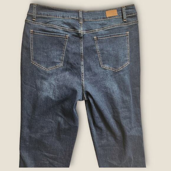 Billie Women's Jeans Dark Wash Raw Hem Straight Leg High-rise Size 14 - Picture 4 of 8